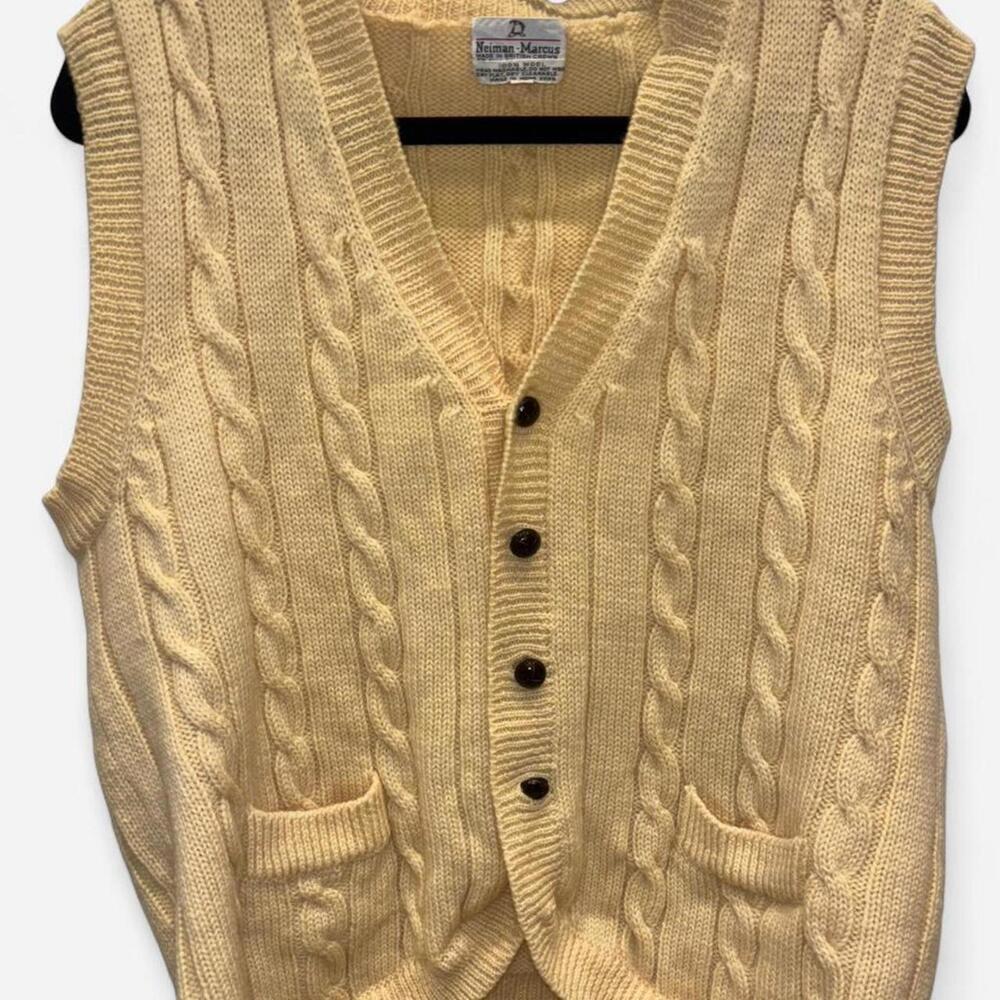Neiman Marcus - Pale Yellow Wool Sweater Vest